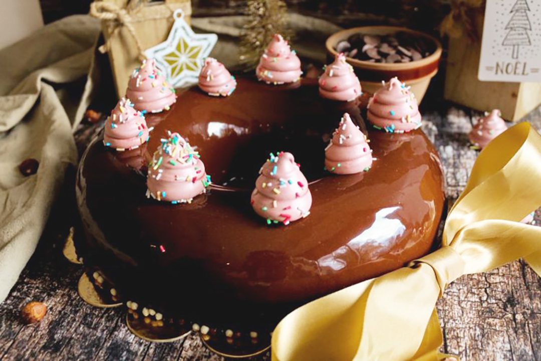 Corona de chocolate con avellanas - Christmas Gourmet Challenge