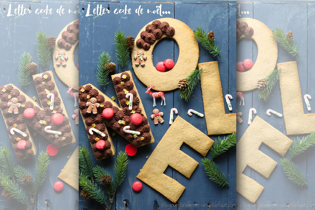 Tarta navideña con letras: pan de jengibre